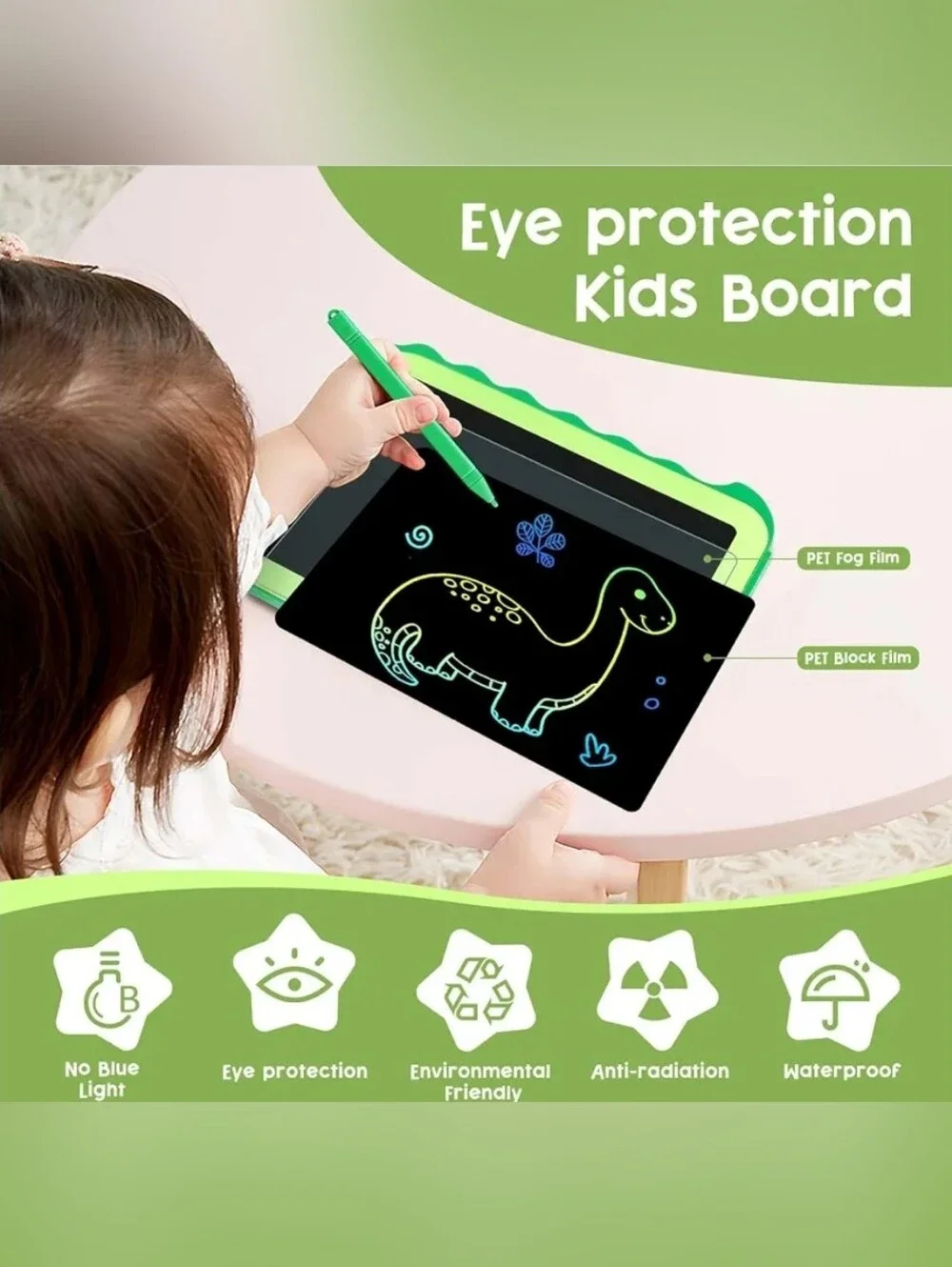 8.5in Dinosaur LCD Writing Tablet for Kids, Colorful Toddlers Toy Drawing Board
